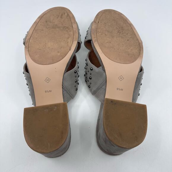 Halogen Fable Studded Slide Sandals Block Heel Open Toe Grey Womens Size US 9.5 - Picture 7 of 8